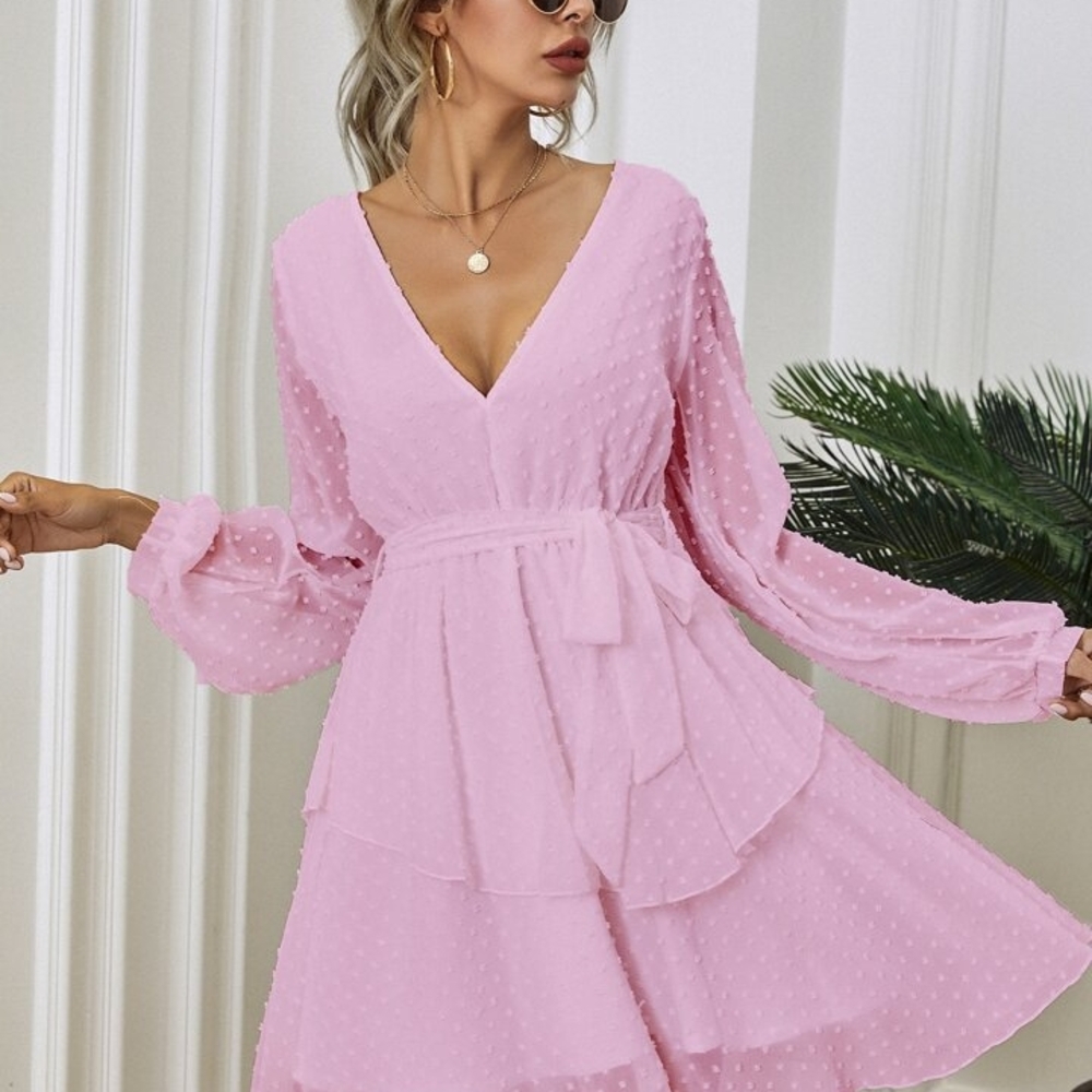 SHEIN Pink Long Sleeve Dress